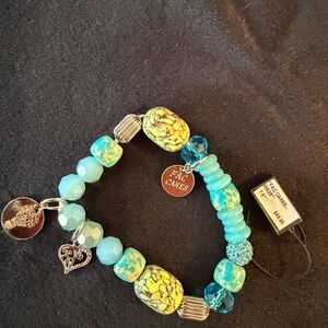 Turquoise & Yellow Beaded Charm Bracelet
